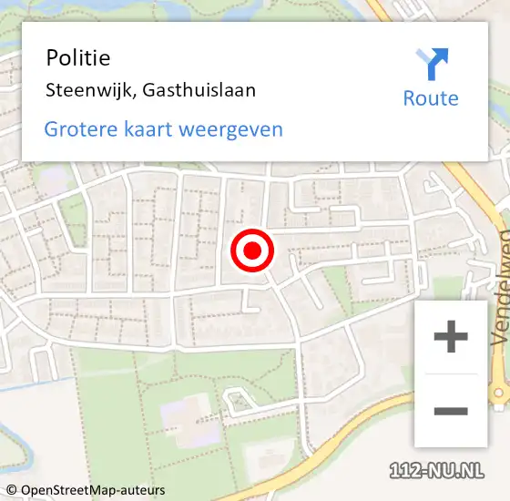 Locatie op kaart van de 112 melding: Politie Steenwijk, Gasthuislaan op 28 maart 2024 08:55