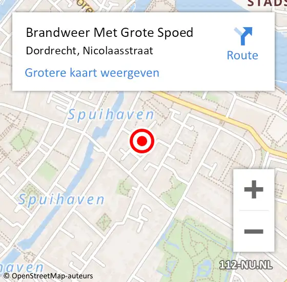 Locatie op kaart van de 112 melding: Brandweer Met Grote Spoed Naar Dordrecht, Nicolaasstraat op 28 maart 2024 09:02
