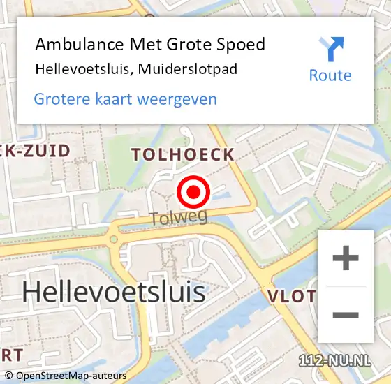 Locatie op kaart van de 112 melding: Ambulance Met Grote Spoed Naar Hellevoetsluis, Muiderslotpad op 28 maart 2024 09:05