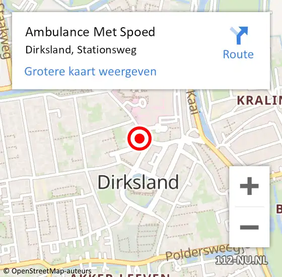 Locatie op kaart van de 112 melding: Ambulance Met Spoed Naar Dirksland, Stationsweg op 28 maart 2024 09:06