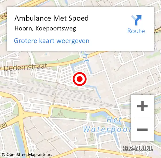 Locatie op kaart van de 112 melding: Ambulance Met Spoed Naar Hoorn, Koepoortsweg op 28 maart 2024 09:10
