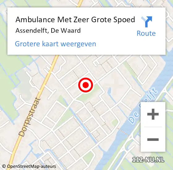 Locatie op kaart van de 112 melding: Ambulance Met Zeer Grote Spoed Naar Assendelft, De Waard op 28 maart 2024 09:45