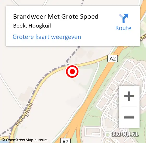 Locatie op kaart van de 112 melding: Brandweer Met Grote Spoed Naar Beek, Hoogkuil op 28 maart 2024 10:24