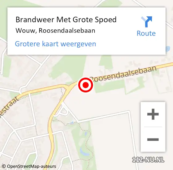 Locatie op kaart van de 112 melding: Brandweer Met Grote Spoed Naar Wouw, Roosendaalsebaan op 28 maart 2024 10:32