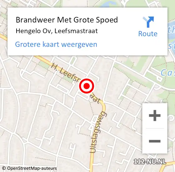 Locatie op kaart van de 112 melding: Brandweer Met Grote Spoed Naar Hengelo Ov, Leefsmastraat op 30 september 2014 14:15