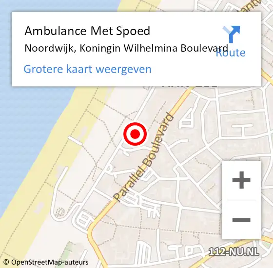 Locatie op kaart van de 112 melding: Ambulance Met Spoed Naar Noordwijk, Koningin Wilhelmina Boulevard op 28 maart 2024 10:56