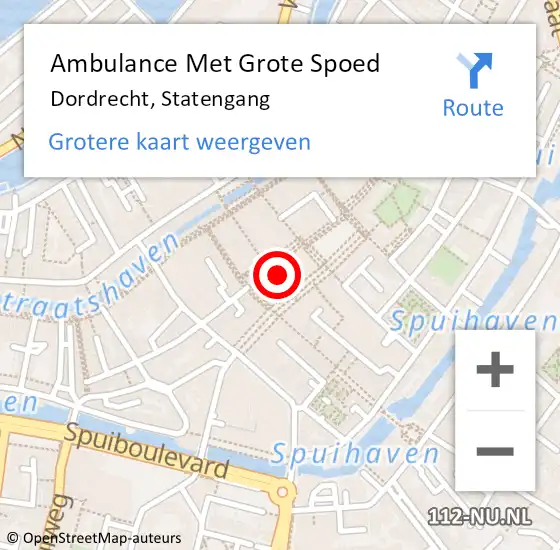 Locatie op kaart van de 112 melding: Ambulance Met Grote Spoed Naar Dordrecht, Statengang op 28 maart 2024 10:57