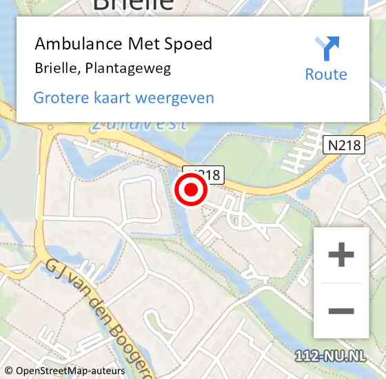 Locatie op kaart van de 112 melding: Ambulance Met Spoed Naar Brielle, Plantageweg op 28 maart 2024 11:06