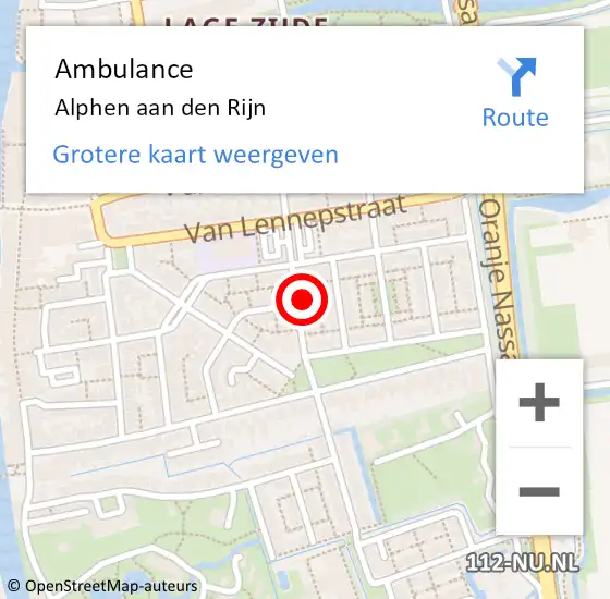 Locatie op kaart van de 112 melding: Ambulance Alphen aan den Rijn op 28 maart 2024 11:24