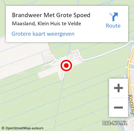 Locatie op kaart van de 112 melding: Brandweer Met Grote Spoed Naar Maasland, Klein Huis te Velde op 28 maart 2024 11:26