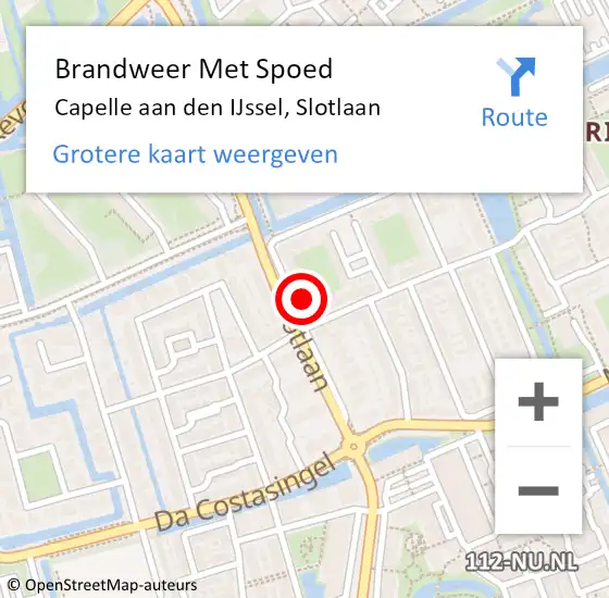 Locatie op kaart van de 112 melding: Brandweer Met Spoed Naar Capelle aan den IJssel, Slotlaan op 28 maart 2024 11:32