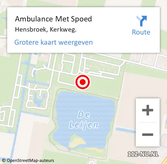 Locatie op kaart van de 112 melding: Ambulance Met Spoed Naar Hensbroek, Kerkweg. op 28 maart 2024 11:54