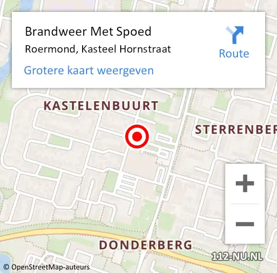 Locatie op kaart van de 112 melding: Brandweer Met Spoed Naar Roermond, Kasteel Hornstraat op 28 maart 2024 12:11