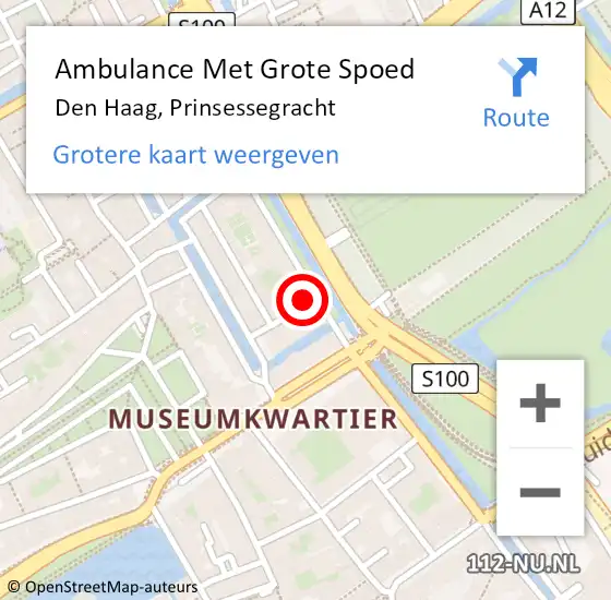 Locatie op kaart van de 112 melding: Ambulance Met Grote Spoed Naar Den Haag, Prinsessegracht op 28 maart 2024 12:12
