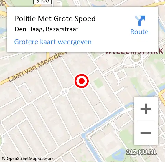 Locatie op kaart van de 112 melding: Politie Met Grote Spoed Naar Den Haag, Bazarstraat op 28 maart 2024 12:29