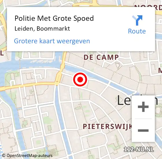 Locatie op kaart van de 112 melding: Politie Met Grote Spoed Naar Leiden, Boommarkt op 28 maart 2024 13:23