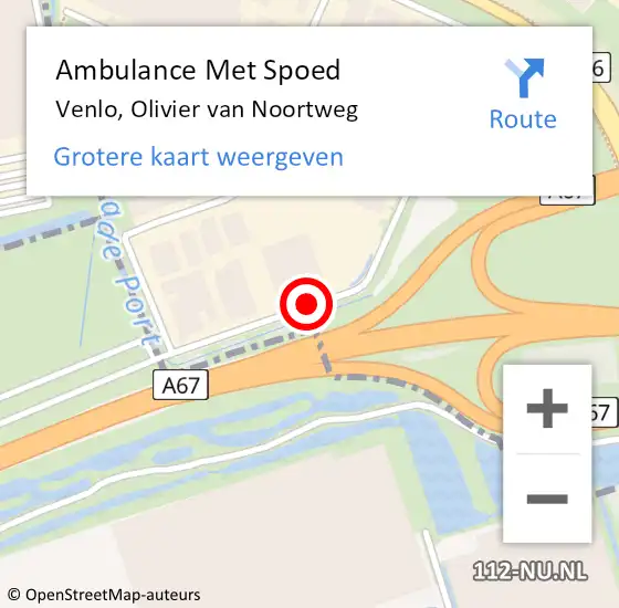 Locatie op kaart van de 112 melding: Ambulance Met Spoed Naar Venlo, Olivier van Noortweg op 30 september 2014 14:36