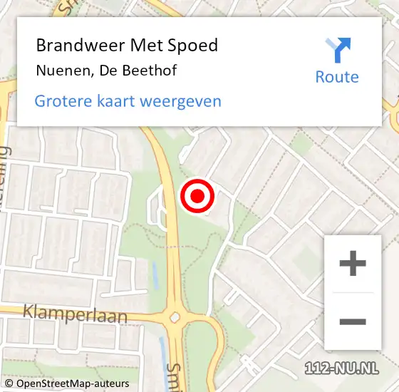 Locatie op kaart van de 112 melding: Brandweer Met Spoed Naar Nuenen, De Beethof op 28 maart 2024 13:27