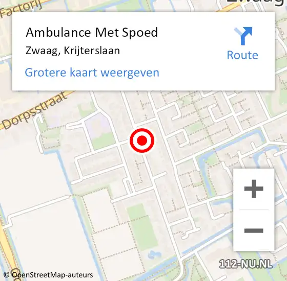 Locatie op kaart van de 112 melding: Ambulance Met Spoed Naar Zwaag, Krijterslaan op 28 maart 2024 13:41