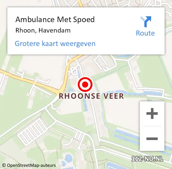 Locatie op kaart van de 112 melding: Ambulance Met Spoed Naar Rhoon, Havendam op 28 maart 2024 13:50