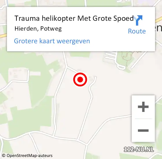 Locatie op kaart van de 112 melding: Trauma helikopter Met Grote Spoed Naar Hierden, Potweg op 28 maart 2024 14:01