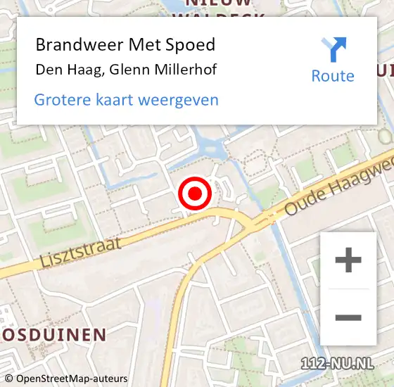 Locatie op kaart van de 112 melding: Brandweer Met Spoed Naar Den Haag, Glenn Millerhof op 28 maart 2024 14:05