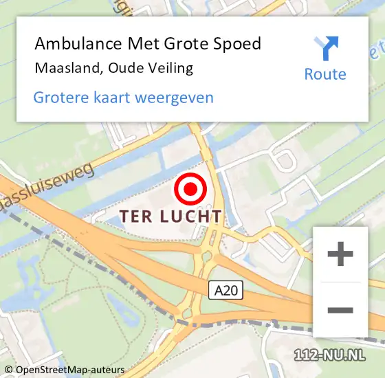 Locatie op kaart van de 112 melding: Ambulance Met Grote Spoed Naar Maasland, Oude Veiling op 28 maart 2024 14:23