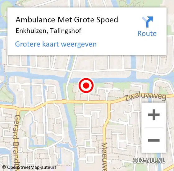 Locatie op kaart van de 112 melding: Ambulance Met Grote Spoed Naar Enkhuizen, Talingshof op 28 maart 2024 14:23