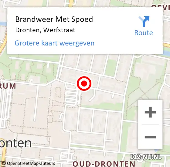 Locatie op kaart van de 112 melding: Brandweer Met Spoed Naar Dronten, Werfstraat op 28 maart 2024 14:24