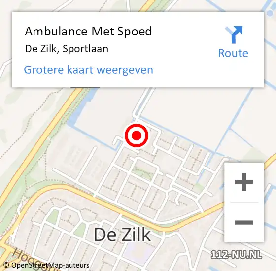 Locatie op kaart van de 112 melding: Ambulance Met Spoed Naar De Zilk, Sportlaan op 30 september 2014 14:48