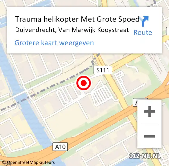 Locatie op kaart van de 112 melding: Trauma helikopter Met Grote Spoed Naar Duivendrecht, Van Marwijk Kooystraat op 28 maart 2024 15:27