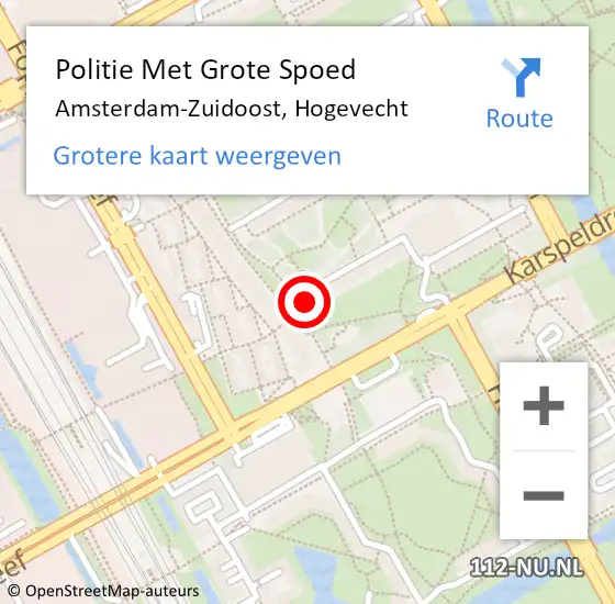 Locatie op kaart van de 112 melding: Politie Met Grote Spoed Naar Amsterdam, Hogevecht op 28 maart 2024 15:29