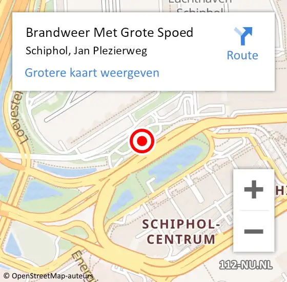 Locatie op kaart van de 112 melding: Brandweer Met Grote Spoed Naar Schiphol, Jan Plezierweg op 28 maart 2024 15:31