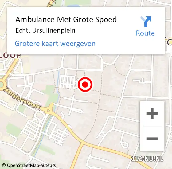 Locatie op kaart van de 112 melding: Ambulance Met Grote Spoed Naar Echt, Ursulinenplein op 28 maart 2024 15:33