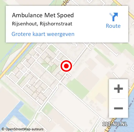 Locatie op kaart van de 112 melding: Ambulance Met Spoed Naar Rijsenhout, Rijshornstraat op 28 maart 2024 15:36
