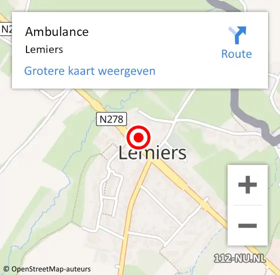 Locatie op kaart van de 112 melding: Ambulance Lemiers op 30 september 2014 14:55