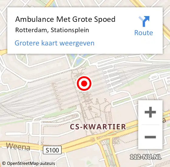 Locatie op kaart van de 112 melding: Ambulance Met Grote Spoed Naar Rotterdam, Stationsplein op 28 maart 2024 16:21