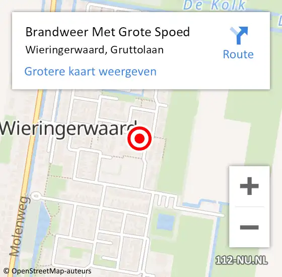 Locatie op kaart van de 112 melding: Brandweer Met Grote Spoed Naar Wieringerwaard, Gruttolaan op 30 september 2014 15:00