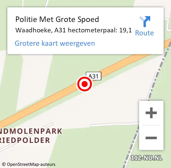 Locatie op kaart van de 112 melding: Politie Met Grote Spoed Naar Waadhoeke, A31 hectometerpaal: 19,1 op 28 maart 2024 16:33