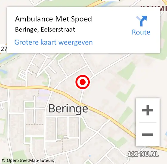 Locatie op kaart van de 112 melding: Ambulance Met Spoed Naar Beringe, Eelserstraat op 16 oktober 2013 09:07