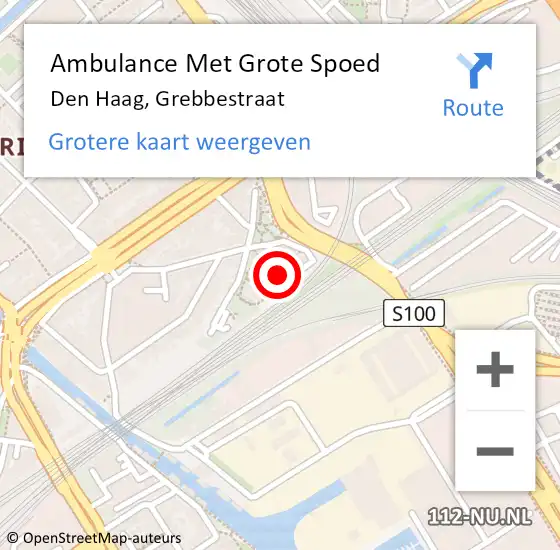 Locatie op kaart van de 112 melding: Ambulance Met Grote Spoed Naar Den Haag, Grebbestraat op 28 maart 2024 16:49