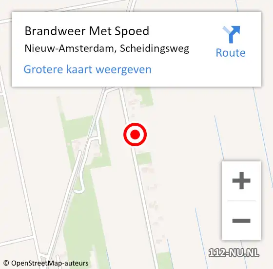 Locatie op kaart van de 112 melding: Brandweer Met Spoed Naar Nieuw-Amsterdam, Scheidingsweg op 28 maart 2024 17:05