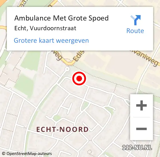 Locatie op kaart van de 112 melding: Ambulance Met Grote Spoed Naar Echt, Vuurdoornstraat op 28 maart 2024 18:54