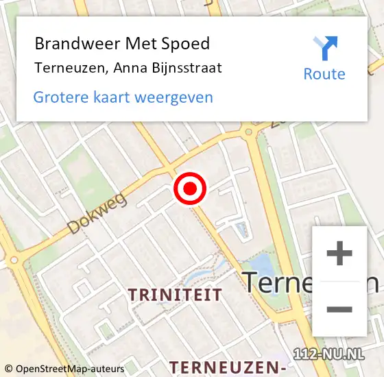 Locatie op kaart van de 112 melding: Brandweer Met Spoed Naar Terneuzen, Anna Bijnsstraat op 28 maart 2024 19:09
