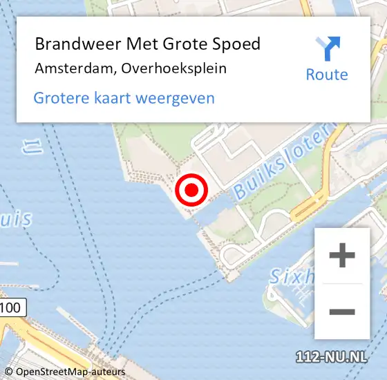 Locatie op kaart van de 112 melding: Brandweer Met Grote Spoed Naar Amsterdam, Overhoeksplein op 28 maart 2024 19:45