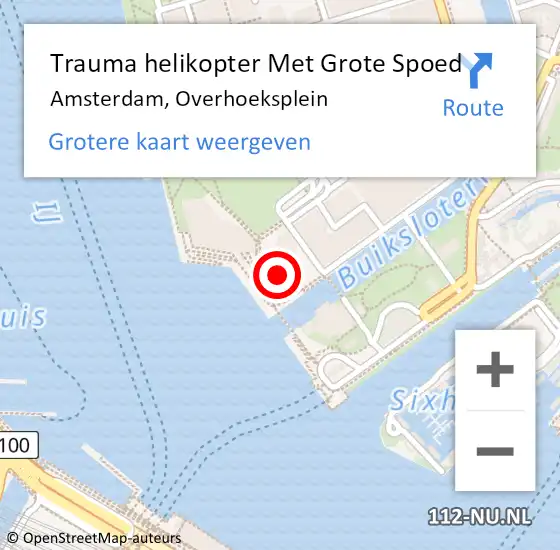 Locatie op kaart van de 112 melding: Trauma helikopter Met Grote Spoed Naar Amsterdam, Overhoeksplein op 28 maart 2024 19:45