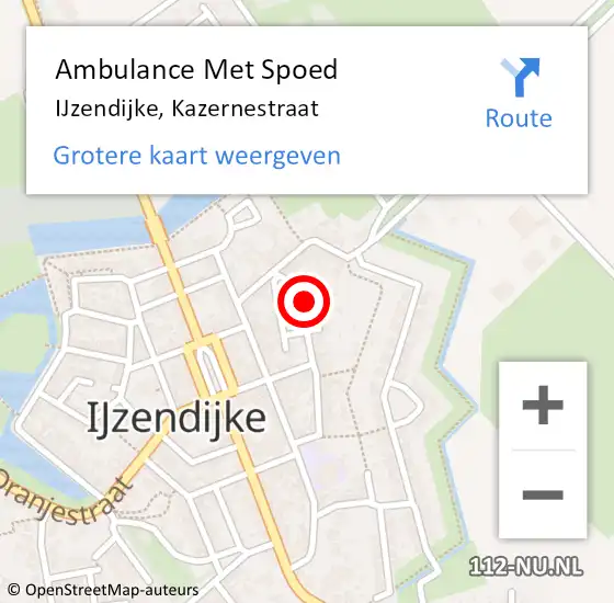 Locatie op kaart van de 112 melding: Ambulance Met Spoed Naar IJzendijke, Kazernestraat op 30 september 2014 15:19