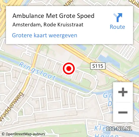 Locatie op kaart van de 112 melding: Ambulance Met Grote Spoed Naar Amsterdam, Rode Kruisstraat op 28 maart 2024 20:22