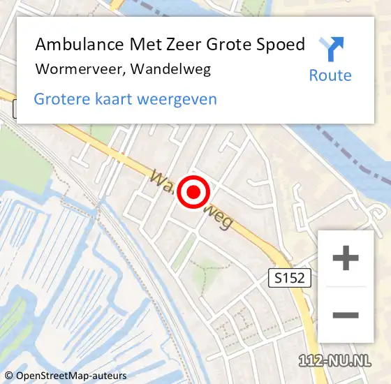 Locatie op kaart van de 112 melding: Ambulance Met Zeer Grote Spoed Naar Wormerveer, Wandelweg op 28 maart 2024 20:28