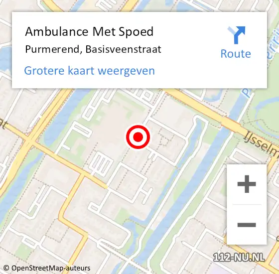 Locatie op kaart van de 112 melding: Ambulance Met Spoed Naar Purmerend, Basisveenstraat op 28 maart 2024 20:29